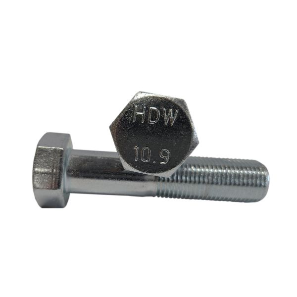 Болт М12x80 DIN 960, класс прочности 10.9, шаг 1.5, неполная резьба, оцинкованный, 50 шт.