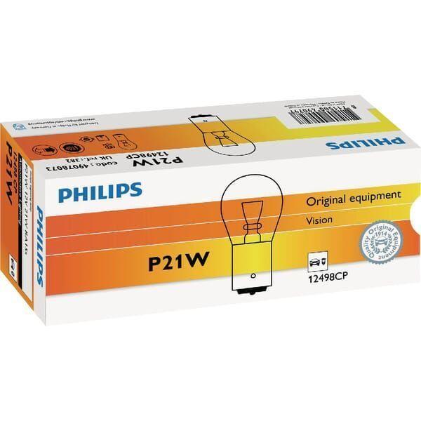 Лампа накаливания сферическая P21W 12В 21Вт BA15s, белая, Philips