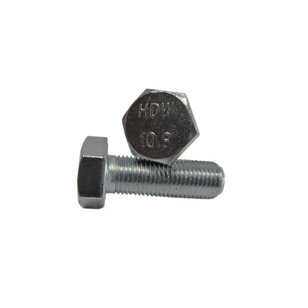 Болт М12x60 DIN 961, класс прочности 10.9, шаг 1.5, полная резьба, оцинкованный, 100 шт.