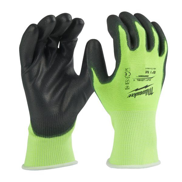 Перчатки защитные Hi-Vis Cut level (Хай Виз Кат Левел) 1/A, M/8